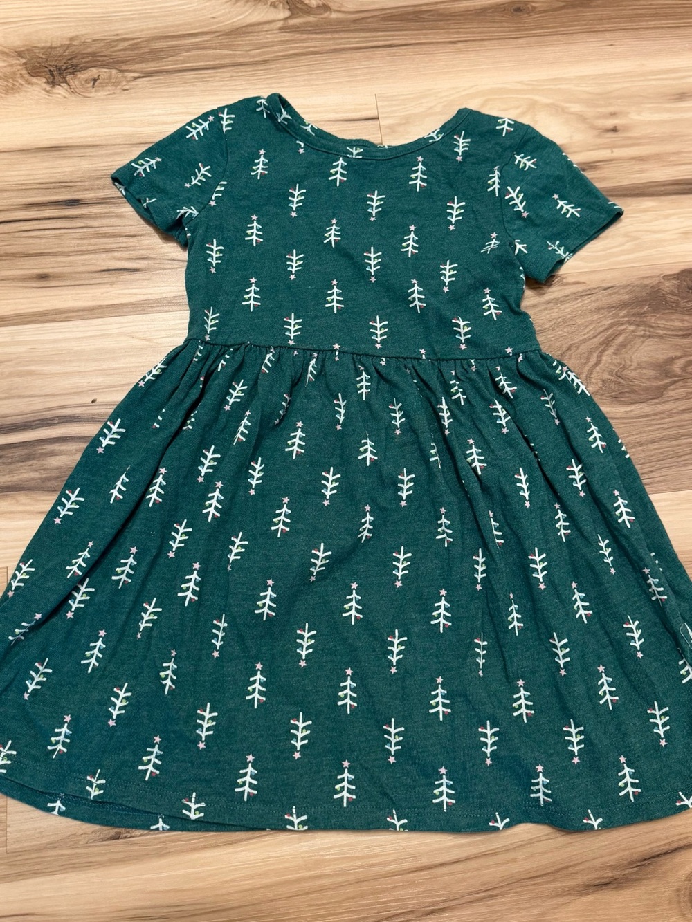 Kids Cat & Jack Teal Short Sleeve Dress with White Tree Print girls 5t